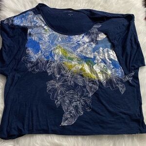 Calvin Klein Shirt Women’s Size X-LARGE‎ Cotton Blend Blue Pull Over Top